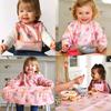 Meal Apron Machine Washable Baby Food Meal Apron Wipe Easy Coverall Long Sleeve Bib Table Cloth Pink Yami Treat [Bibetta]