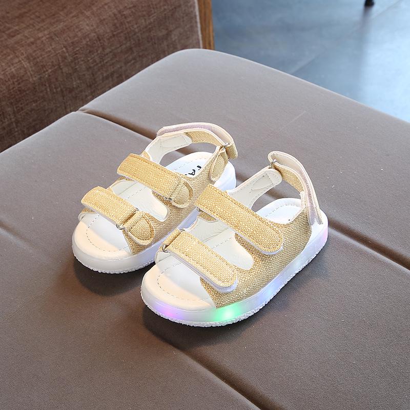 

2020 Kids Summer LED Light-Up Sandals – Boys & Girls Korean Style, Breathable, Soft Sole, Beach Ready Size 21 жовтий