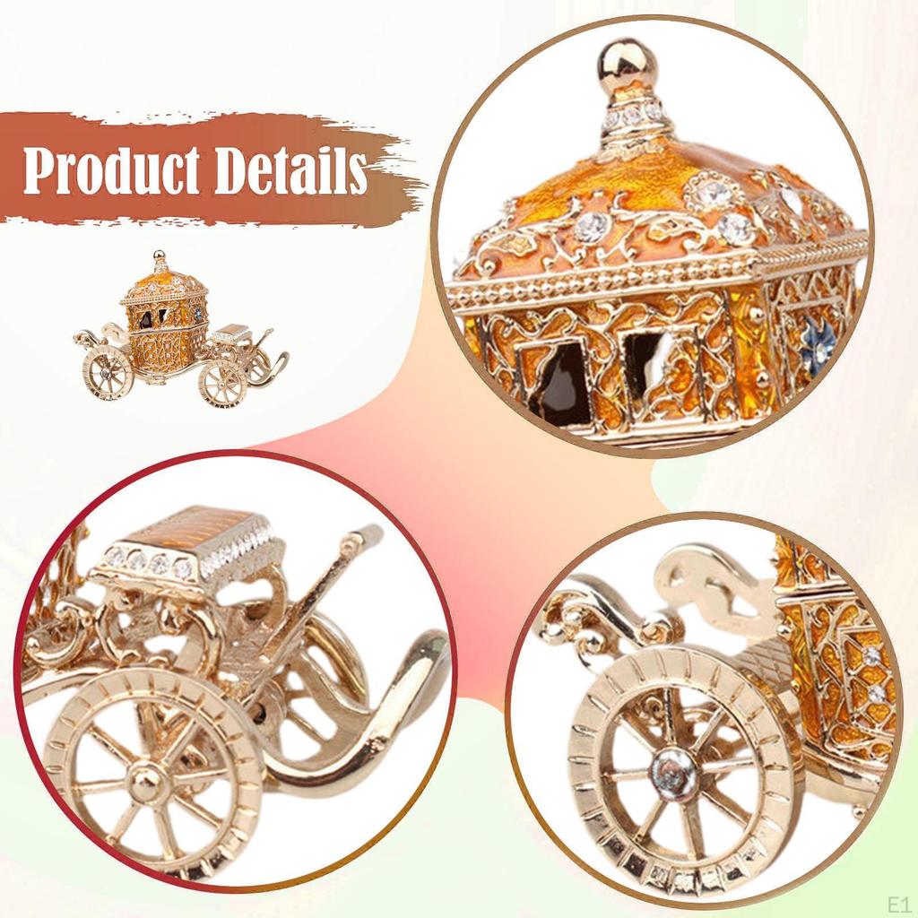 Carriage Jewelry Box Decor Holder Keepsake Organizer for Dresser Anniversaries Desktop
