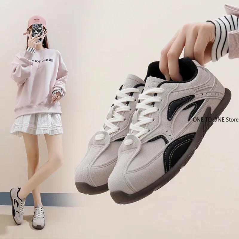 Fashion Women's Shoes Lace-up Women's Vulcanize Shoes 2025 Fashion Color Matching Ladies Casual Shoes New Round Head Classic Sneakers