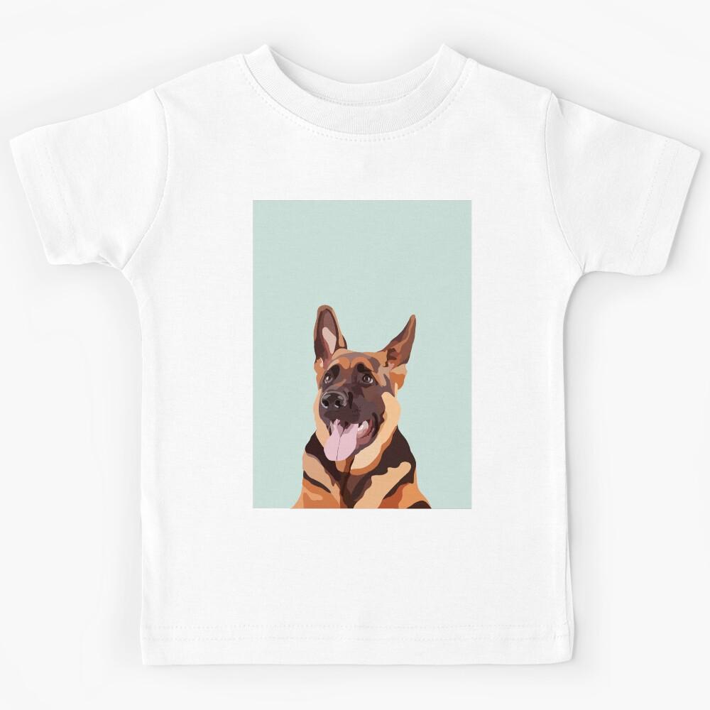 German Shepherd Illustration Kids T-Shirt 130