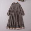 Japanese Mori Girl Art Print Dress Pretty Cotton Linen Spring Women Floral  Dress Loose Long-sleeved  Dress Midi Dress