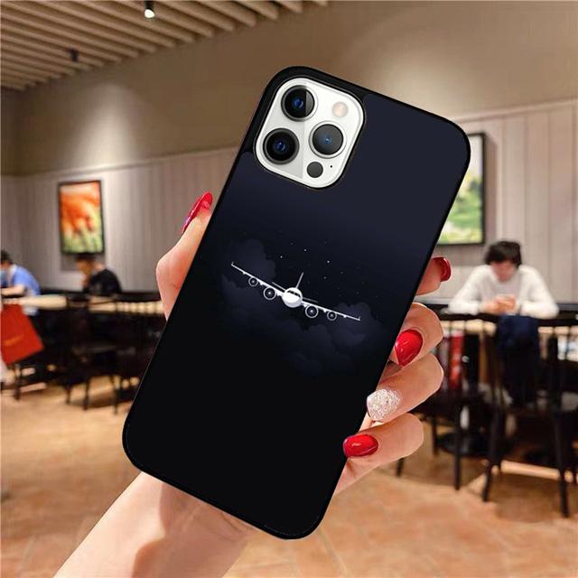 Aircraft Plane Airplane Black Phone Case Back Cover for iPhone 17 Air 16 15 14 13 11 12 Pro Max Plus Shell Coque