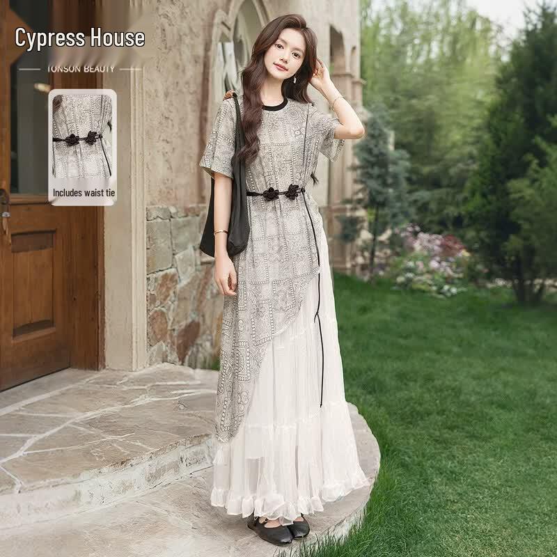 Elegant Women s Two-Piece Summer Skirt Set L
