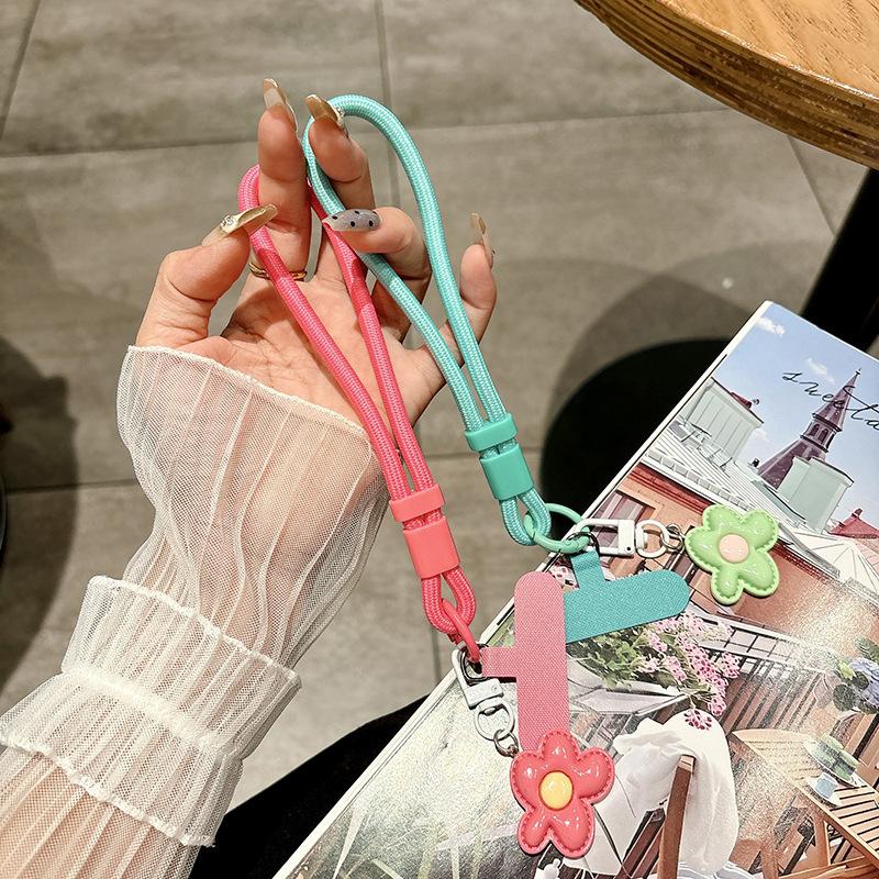 1Pcs Creative Flowers Phone Lanyard Wristband Anti Loss Anti Drop Universal Mobile Pendant Decoration Diy Detachable