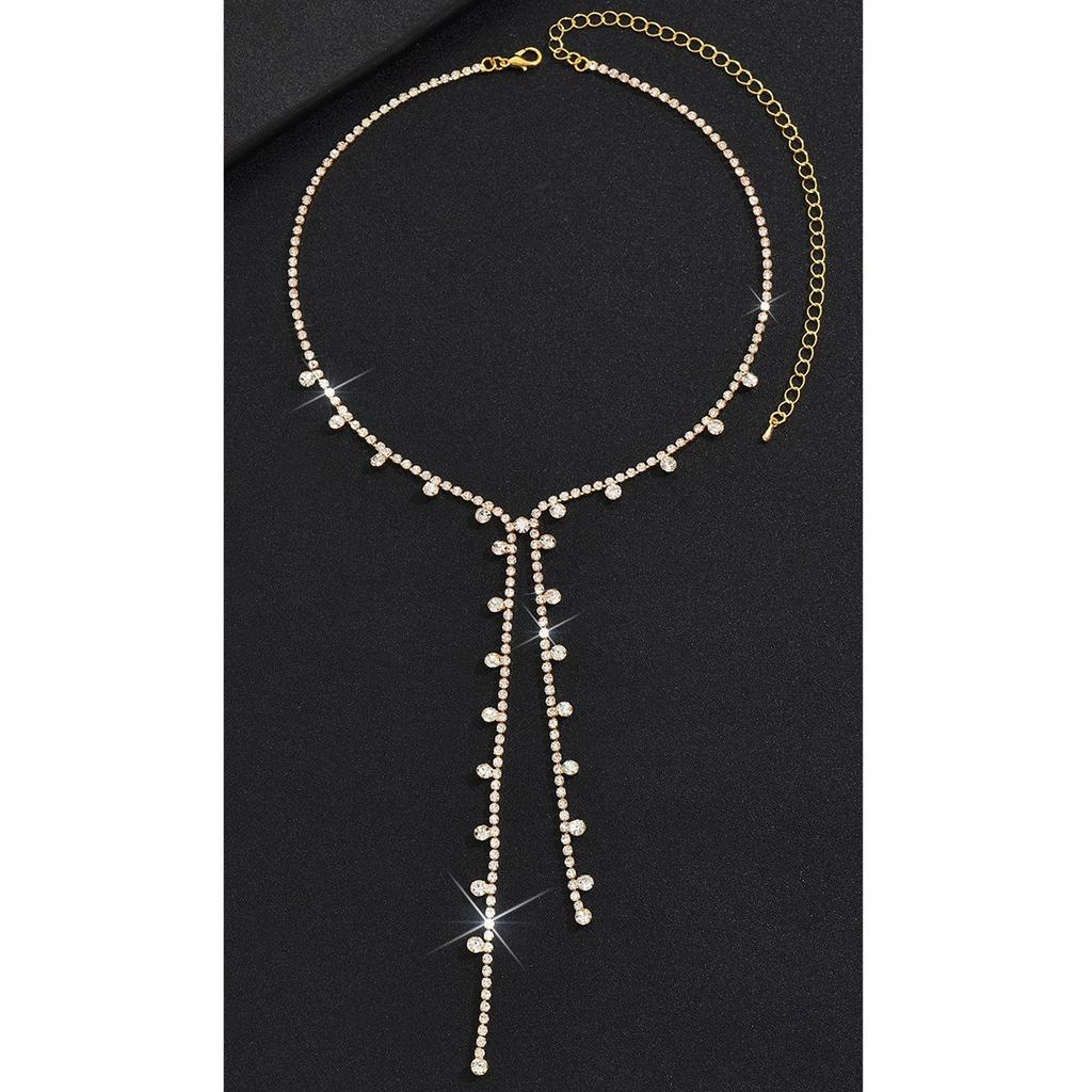 Simple Necklace Fashion Rhinestone Tassel Light Luxury Personality Long Necklace Simple Tassel Niche Necklace