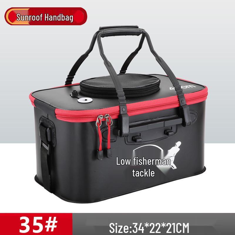 Folding Fish Guard Bucket: One-Piece Fishing Gear Set with Live Fish Storage