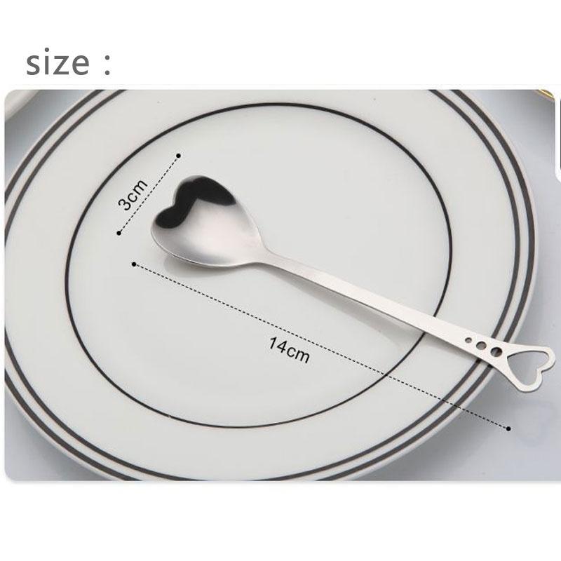 New Heart Shaped Heart Shape Coffee Spoon Dessert Sugar Stirring Spoons Tea Spoon Stainless Steel Tableware Drinking Tool