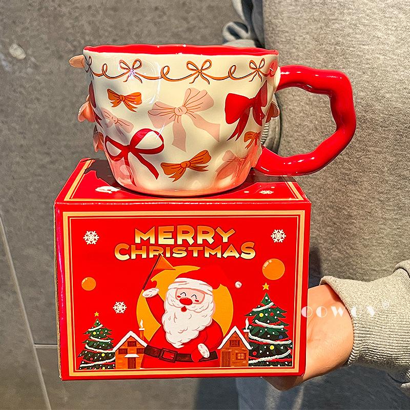 New Christmas ceramic mug Large capacity cute ceramic water cup High value coffee cup Office milk cup 530ml
