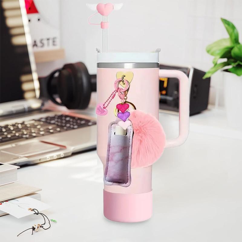 Stanley Cup Accessories Set, Including Lipstick Holder, Silicone Stanley Cup Boot, 2 X Silicone Straw Cover, 2 X Charms