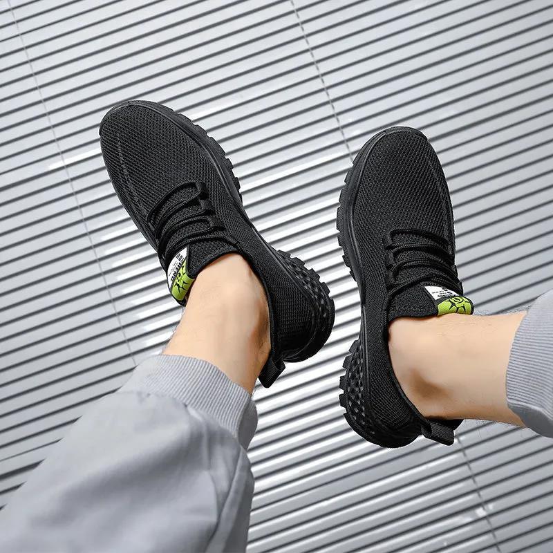 Casual Height Increasing Shoes Breathable Men's Shoes Flying Woven Sneakers Running Shoes