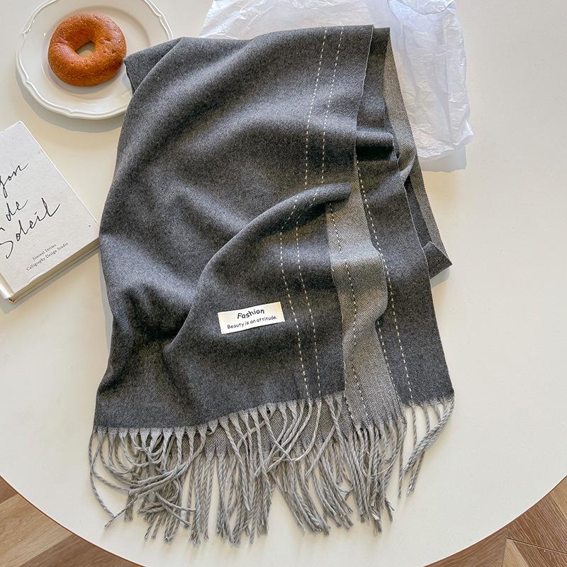 Luxury Winter Cashmere Scarf Women 2 Colours Handkerchief Warm Pashmina Female Shawl Korean Wrap Soft Bufanda Scarves Stole