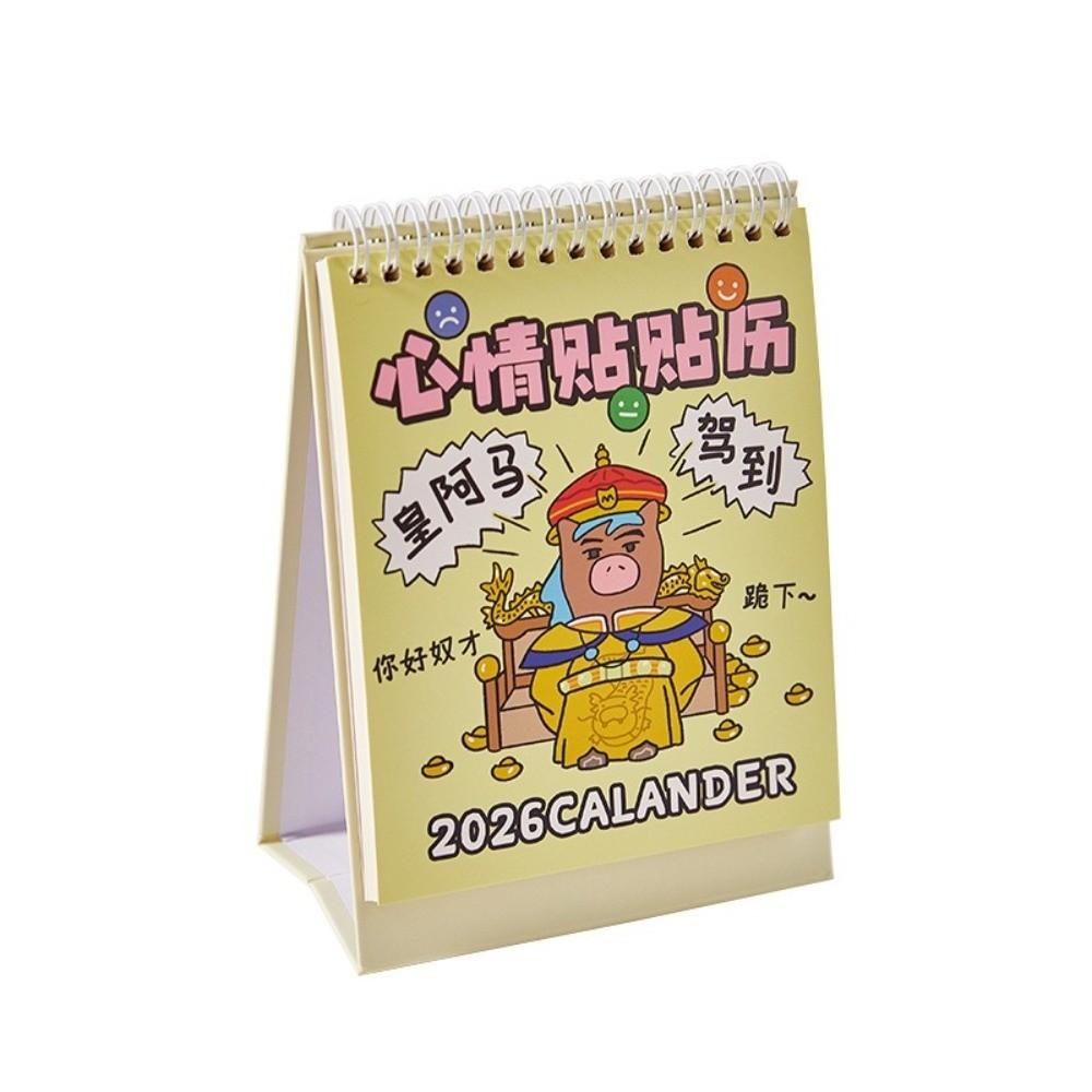 2026 Mini Tischkalender Cartoon Pferd 2026 Spiralbindungskalender Tragbarer Desktop-Kalender Zuhause