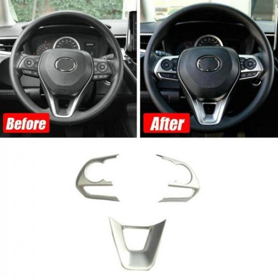 Chrome Car Steering Wheel Switch Cover Trim 3Pcs For Toyota RAV4 Corolla Cross
