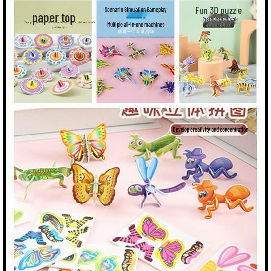 3D Stereo Animal & Vehicle Puzzles: Insects, Dinosaurs & Airplanes - Fun Crafts & Toys for Toddlers & Primary School Prizes