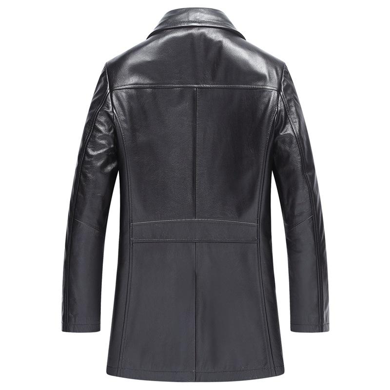 Genuine Leather Jacket Men's Cowhide Leather Jacket Mid-length Leather Windbreaker Suit Collar Leather Suit Jacket Autumn and Winter Hot Style