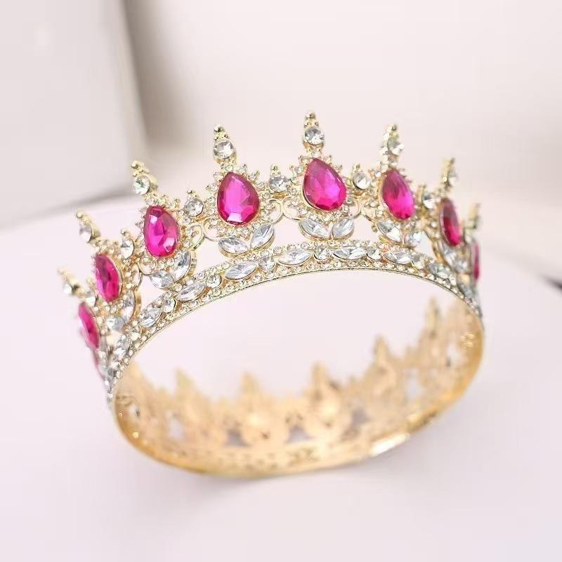 Crown  Bride's Headwear Wedding Dress  Princess Luxurious and Shiny Full Round Crown  Flower Cake  Decorative Ornaments  Crown