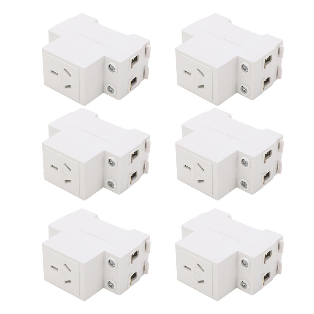 6PCS Modular Socket Guide Rail Power Socket 3 Hole 250V Industrial Power Outlet for Electric Appliance