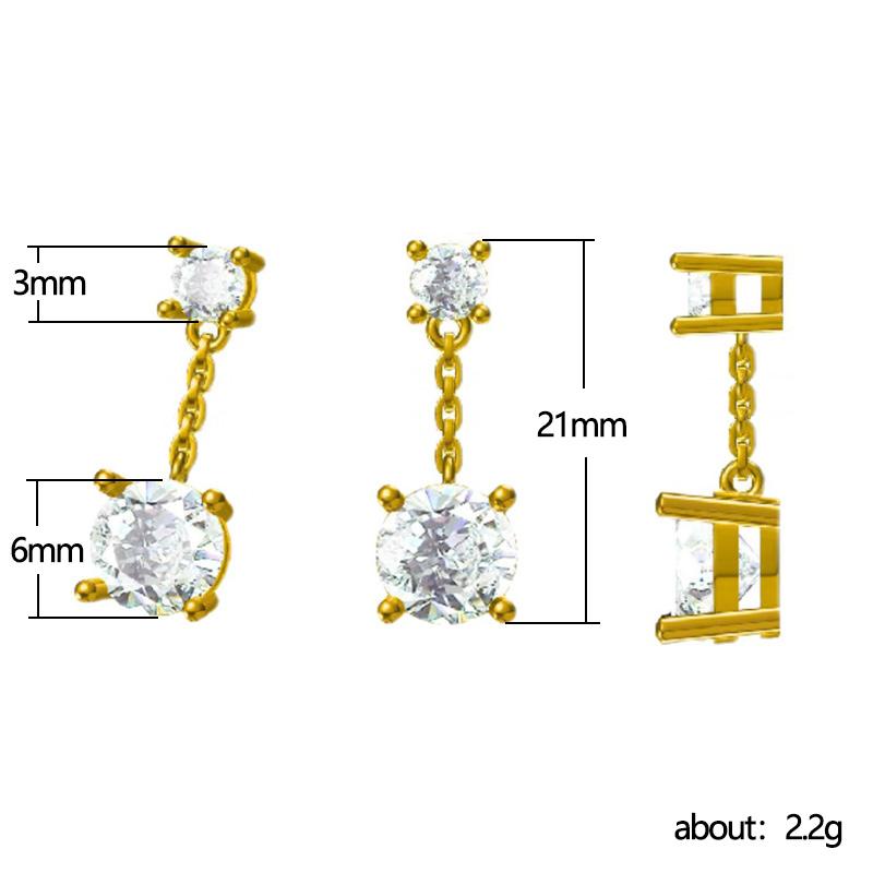 Huitan Metal Zinc Alloy Color/Gold Color Dangle Earrings for Women Chain with Cubic Zirconia Charms Hip Hop Stylish Girls Zircon