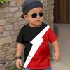 Summer Round Neck 3D Color Blocking Printed Top Fashionable Casual Short Sleeved Children's Boy T-shirts