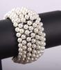 Exaggerated Pearl Metal Elastic Wide Bracelet Bracelet Female Big Brand Accessories