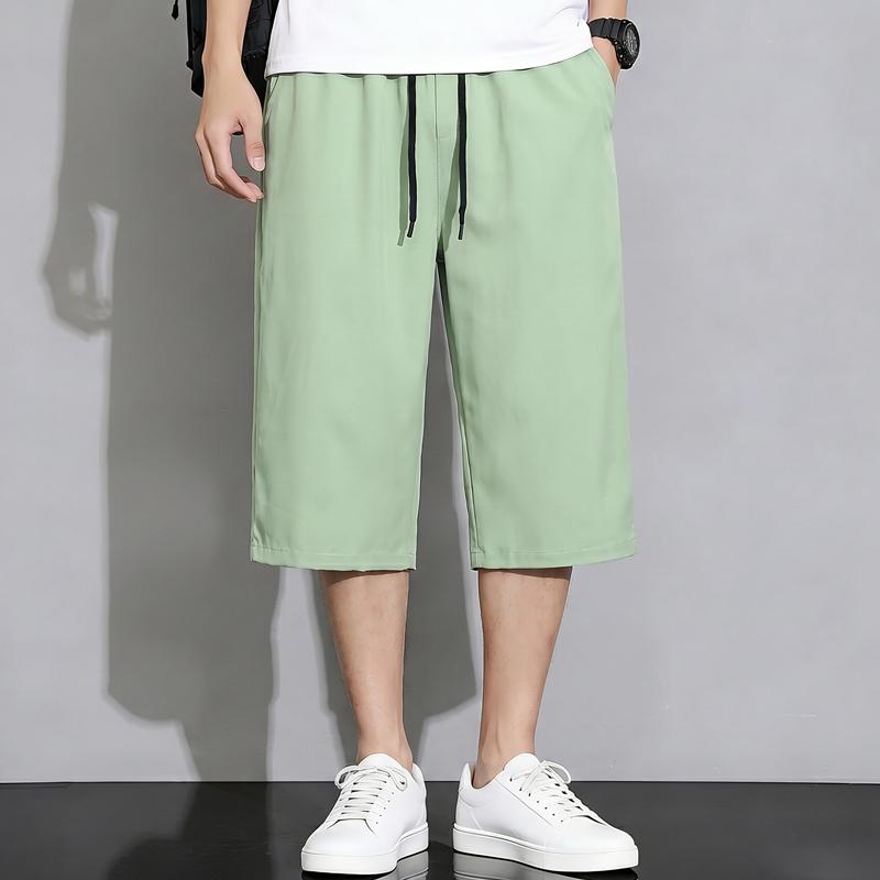 Men's Plus Size Quick Dry 7/8 Pants, Elastic Waist Summer Casual Cropped Trousers (4XL-10XL)