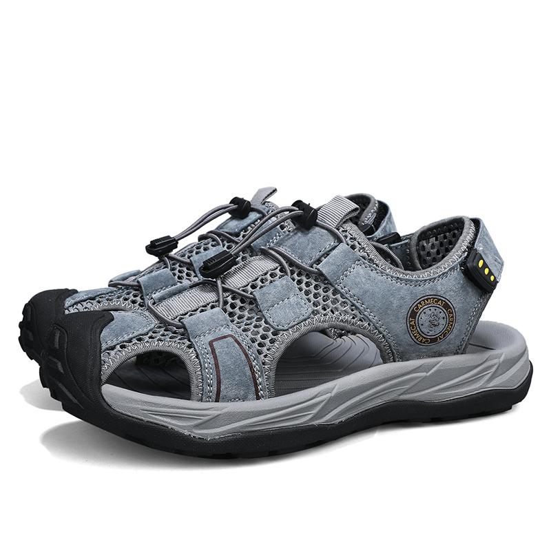 Fashion 2025 New Vintage Men's Sport Sandals Summer Outdoors Hiking Mesh Shoes Breathable Fashion Casual Sneakers Soft Bottom Male Flats