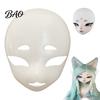 White Unpainted Mask DIY Blank Fox Mask, Furry Head Base Animal Halloween Party Costume Fursuit Accessory for Masquerade Cosplay