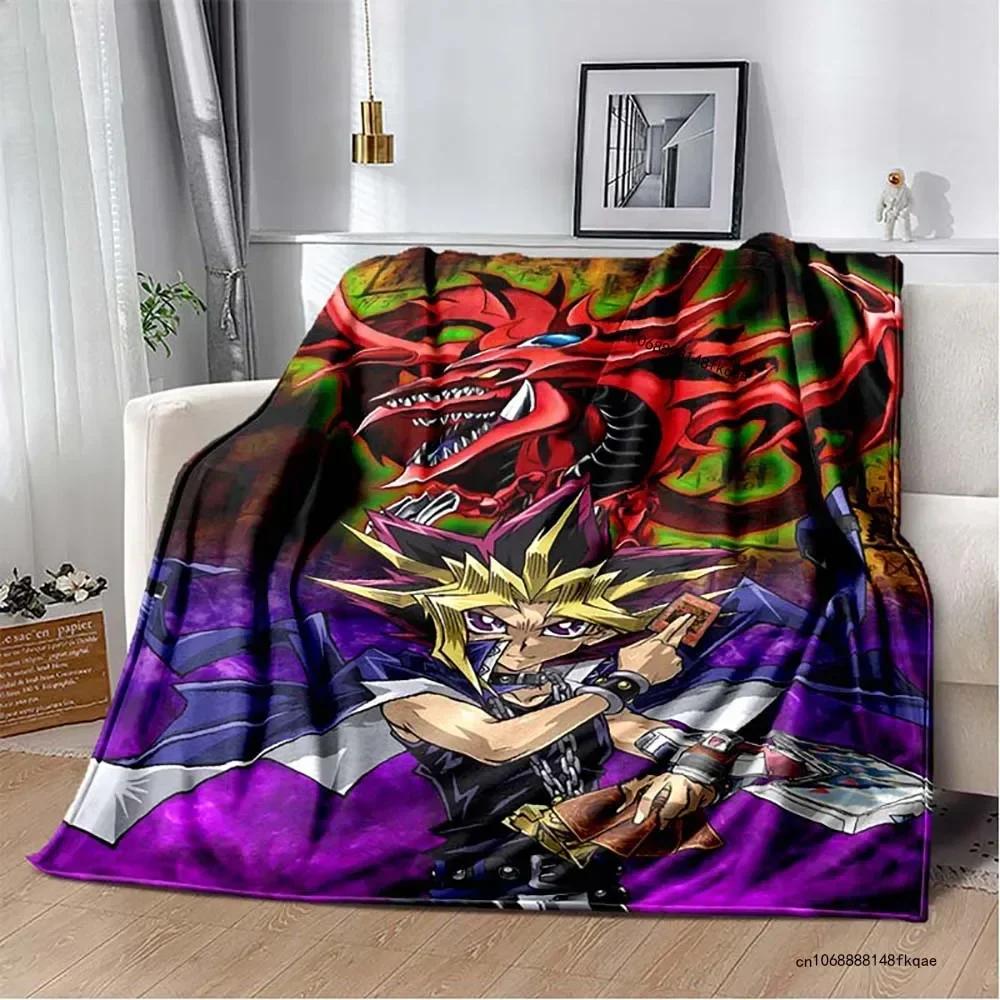 Anime Yu Gi Oh Card Yugioh Throw Blanket Blue Eyes White Dragon Anime Cartoon Soft Plush Blanket Bedroom Bedspread Home Decor