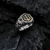 Anello Retro Poseidone Tridente Dorato da Uomo Punk Gotico Rock Hiphop Anello Aperto Gioielli Unisex Fatti a Mano Accessori per Motociclisti Regalo Uomo