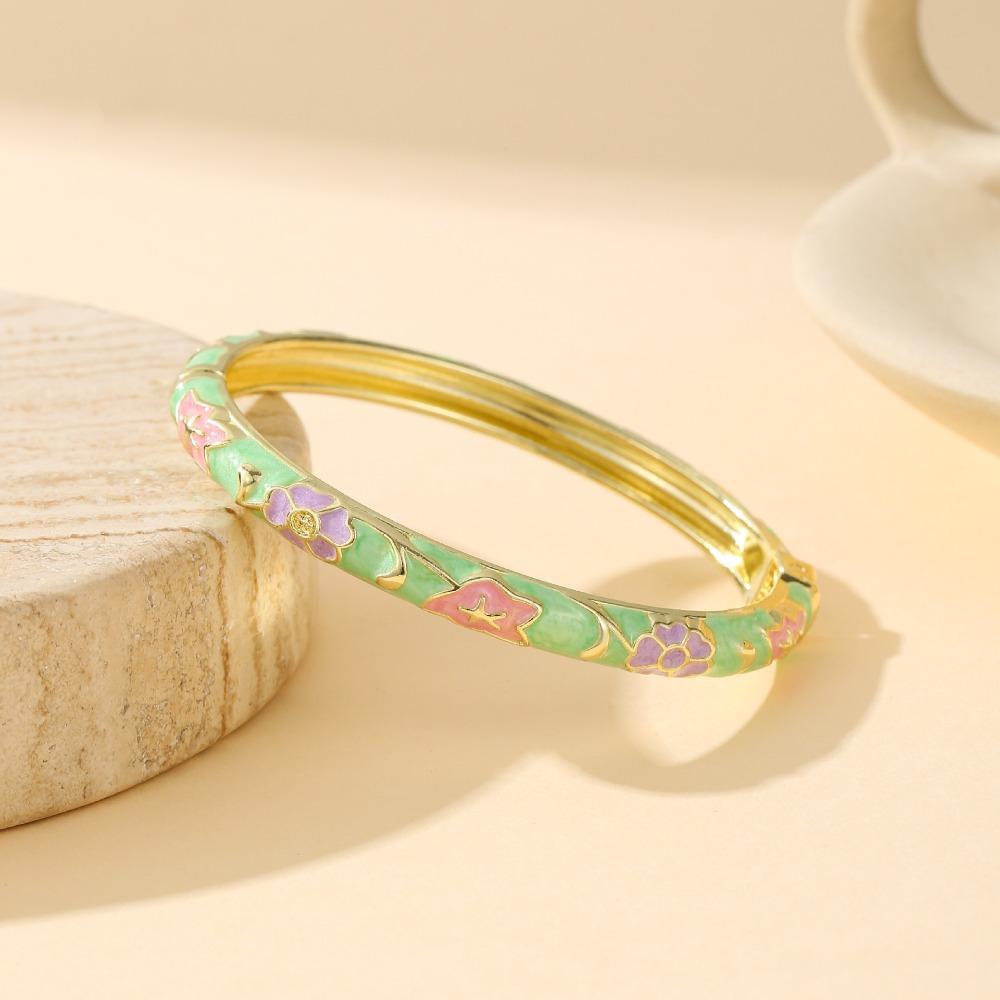 Exquisite Oil Drop Bracelet Zinc Zinc Zinc Alloy Chinese Style Bracelet Floral Bracelet Party Jewelry