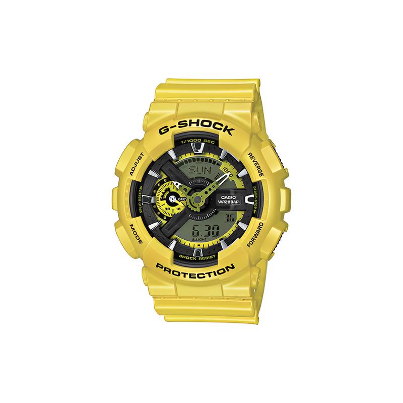 

Casio 200m waterproof fashion trend quartz movement resin strap Japanese and Korean watch same style for men and women black dial GA-110CM-9A чёрный