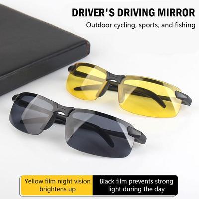 Night Vision Glasses Night Driving Cycling Anti-Glare Glasses Ultra-Light Metal Frame For Day Night Use Fishing Sun Glasses