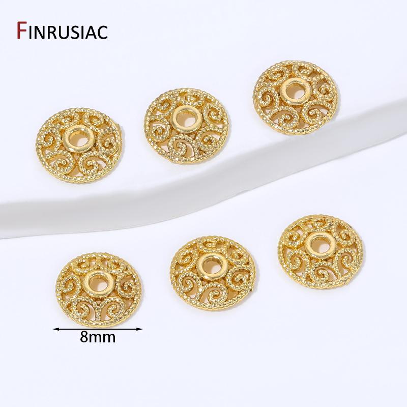 

18K Gold Plated Brass Wave Shape Beads Caps 8mm Spacer End Caps For DIY Handmade Bracelet Jewelry Making Accessories 10 pieces