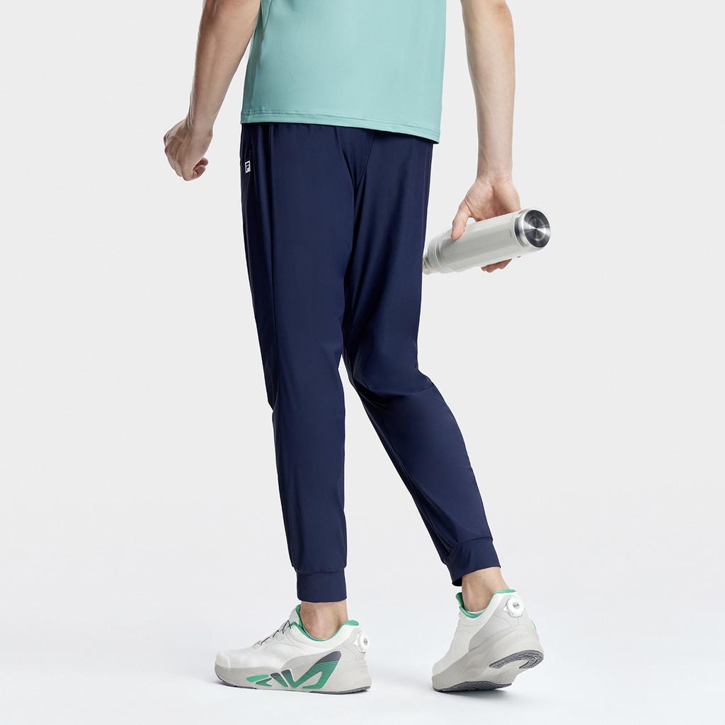 FILA Solid Color Tapered Fitness Knit Pants Men bottoms Dark-Blue A11M331603A-NV