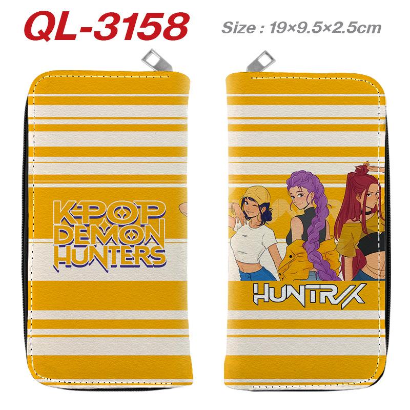 Portafoglio Lungo con Zip KPop Demon Hunters in Pelle PU Portamonete Cartone Animato per Donna Porta Carte Multipli Rosa