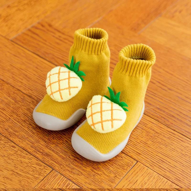 Autumn and Winter Terry Thickened Toddler Shoes Socks Children's Baby High Warm Boys and Girls Three-dimensional Fruit Pattern