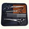 Portable Pet Grooming Scissor Set: Flat & Curved Hairdressing Tools
