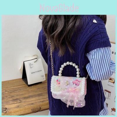 Adorable Princess Style Mini Crossbody Bag For Girls With Pearls And Lace Details