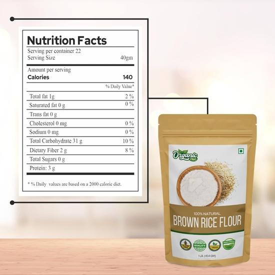 Bio Zing Brauner Reismehl – 454g (Packung mit 1) | Glutenfreies Reismehl zum Backen, Kochen & für Tortillas | Wiederverschließbare Packung
