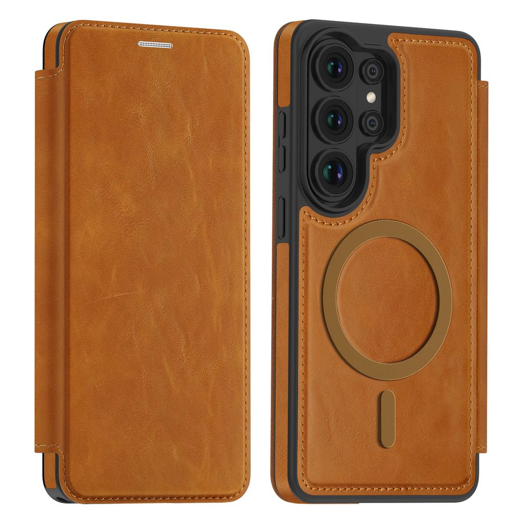 Business Leather Flip Case For Samsung Galaxy S25 S26 Ultra S25 Edge A56 A36 Magnetic Magsafe Built-in Card Slot PU Back Cover