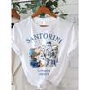 Europeisk Storlek 1st Santorini Tryckt Rundhalsad T-shirt, Sommar Och Vår Kortärmad Vardagstopp, Damkläder