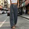 Women's Casual Drawstring Wide Leg Tapered Pants with Pockets and