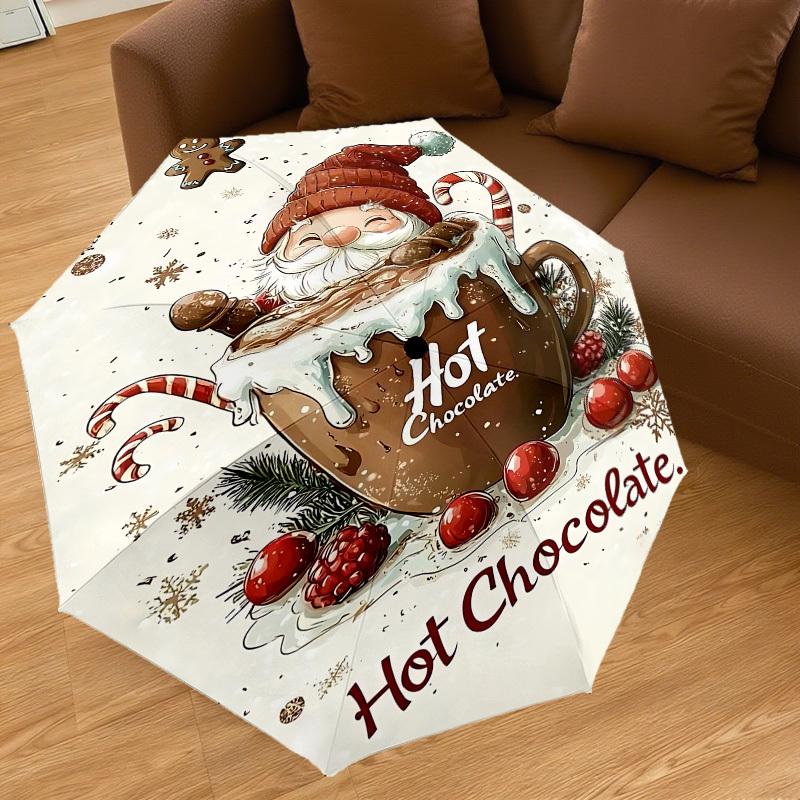 1PC Hot ChocolateAutomatic Open/Close Umbrella with Windproof, 8-Rib Sturdy Canopy, Durable Ribs, Fashionable Design1213A