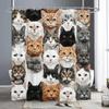 Cute Cat Shower Curtain for Bathroom Decor, Funny Bathroom Curtain , Cat Cute Cartoon Waterproof Fabric Home Curtain With Hooks