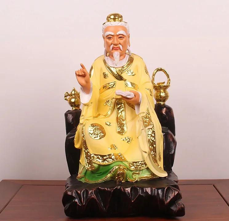 1PCS Resin 12 Inch Seven Colored Medicine King Statue Gold Plated Taoist Buddha Statue Offering Ornament Home Decoration