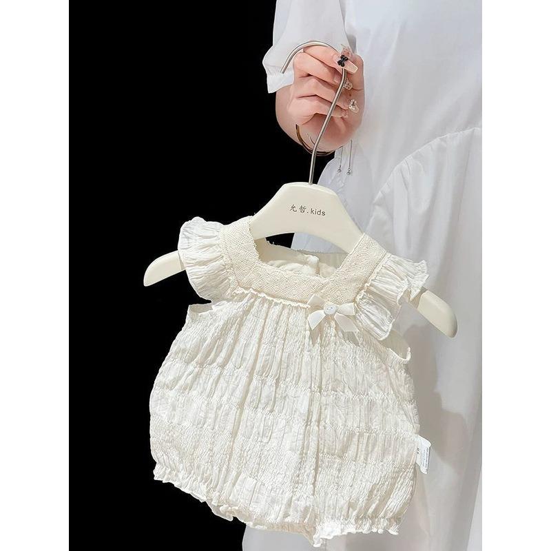Thin Summer Baby Girls Romper Stylish Princess Wrap Hip Bodysuit For Newborn Full Moon 1st Birthday Outdoor Crawling Outfit