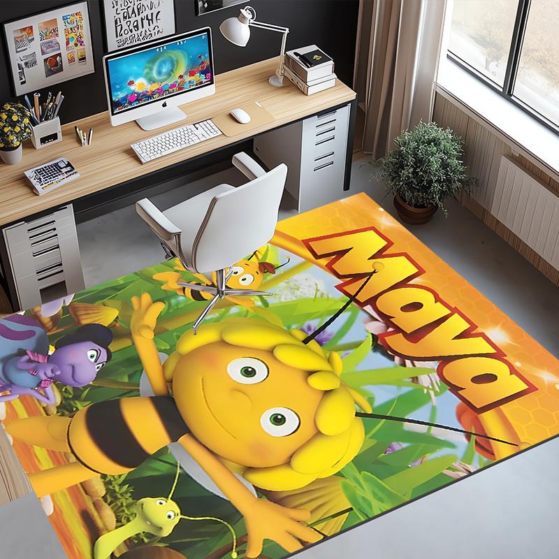 Maya the Bee Pattern Rug, Indoor/Outdoor Mat, for Picnic, Gameroom, Bedroom, Office, Living Room, Home Decor Carpet, Birthday Gift