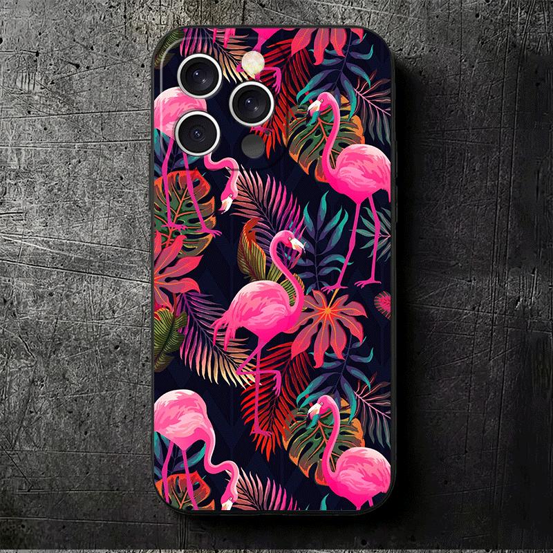 Pink Red Dreamy Flamingo Soft Phone Case for iPhone 16 16E 17 Air 15 Pro Max 14 Plus 13 Mini 11 12 7 Black Cover Back Shell