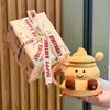 Milk fufu cute foot water cup high value ceramic mug with lid and spoon girls office coffee cup